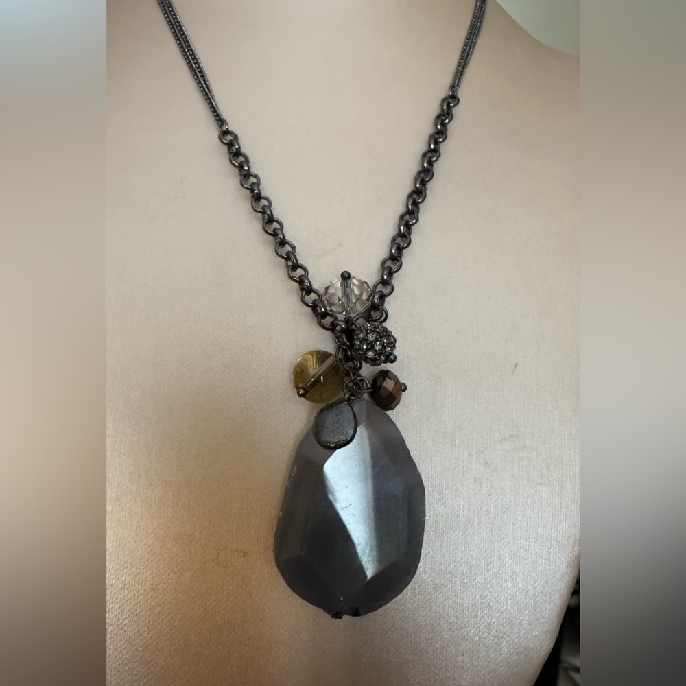 New Sequin Natural Stone & Sequin Necklace
